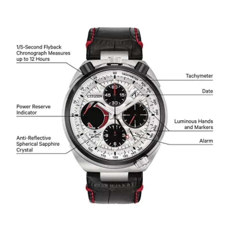 Citizen Promaster Tsuno Racer Mens Chronograph Black Leather Strap Watch Av0071-03a