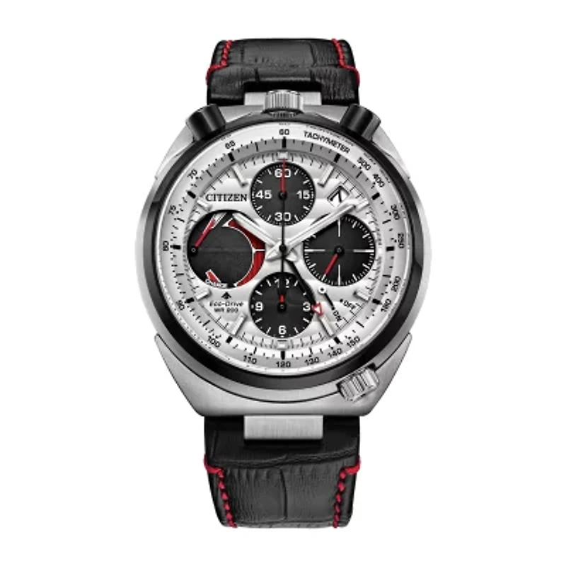 Citizen Promaster Tsuno Racer Mens Chronograph Black Leather Strap Watch Av0071-03a