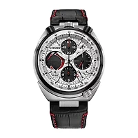 Citizen Promaster Tsuno Racer Mens Chronograph Black Leather Strap Watch Av0071-03a