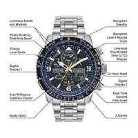Citizen Promaster Skyhawk A-T Mens Silver Tone Stainless Steel Bracelet Watch Jy8078-52l