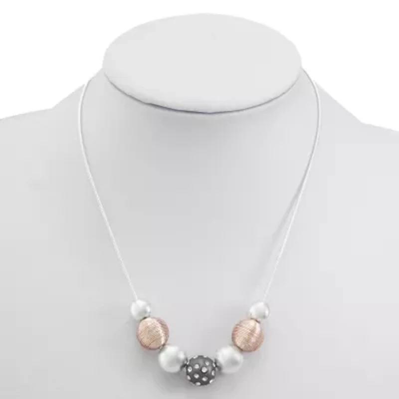 Liz Claiborne Tri Tone Womens White 17 Inch Collar Necklace