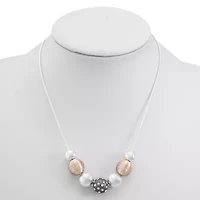 Liz Claiborne Tri Tone Womens White 17 Inch Collar Necklace