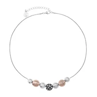 Liz Claiborne Tri Tone Womens White 17 Inch Collar Necklace