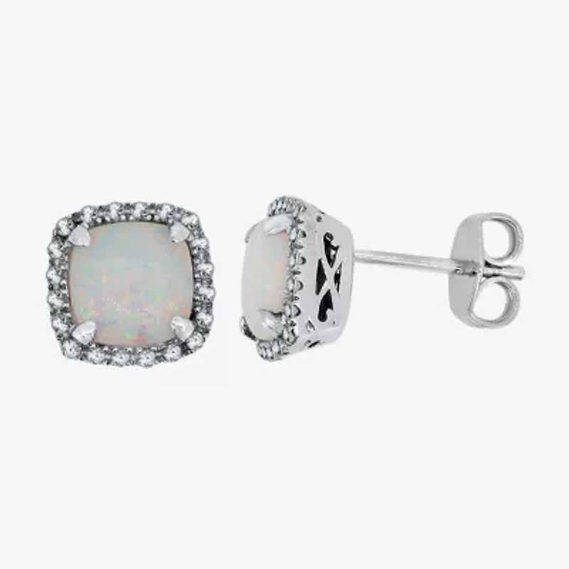 Lab-Created Opal Sterling Silver Earrings
