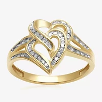 1/8 CT. T. W. Diamond 10K Yellow or Rose Gold Double-Heart Ring