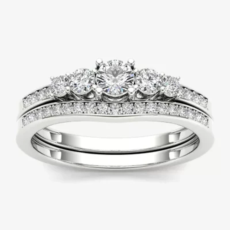 1/2 CT.T.W. Natural Diamond 14K White Gold Bridal Ring Set