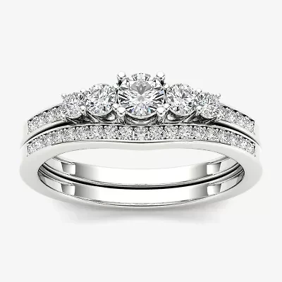 1/2 CT.T.W. Natural Diamond 14K White Gold Bridal Ring Set