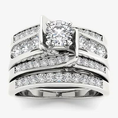 1 1/4 CT.T.W. Natural Diamond 14K White Gold Bridal Set