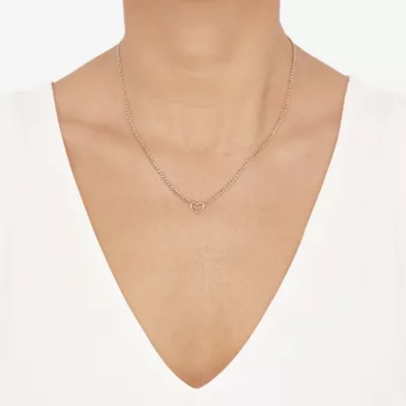 Gold Addiction Womens 14K Gold Heart 18 Inch Pendant Necklace