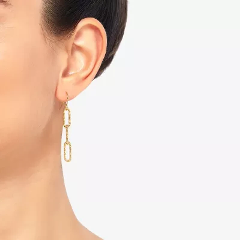 Made in Italy Womens 14K Gold Paperclip Drop Earrings