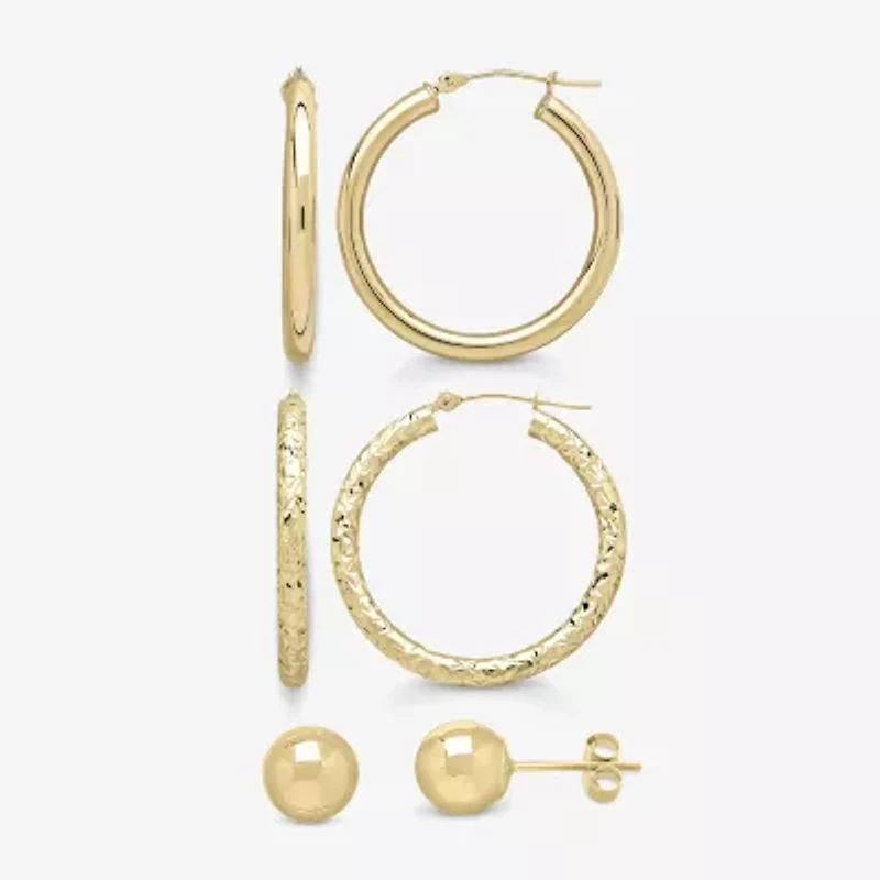 3 Piece 10K Gold Earring Set