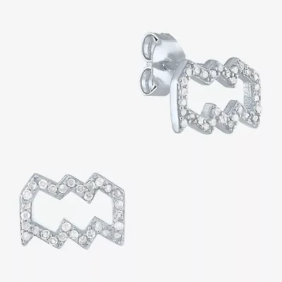 Diamond Addiction Lab-Grown (G-H / SI2-I1) Zodiac Stud Earrings Sterling Silver