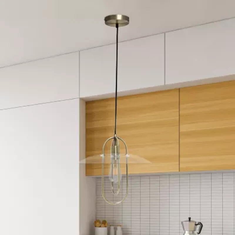 1 Light Elongated Metal Pendant