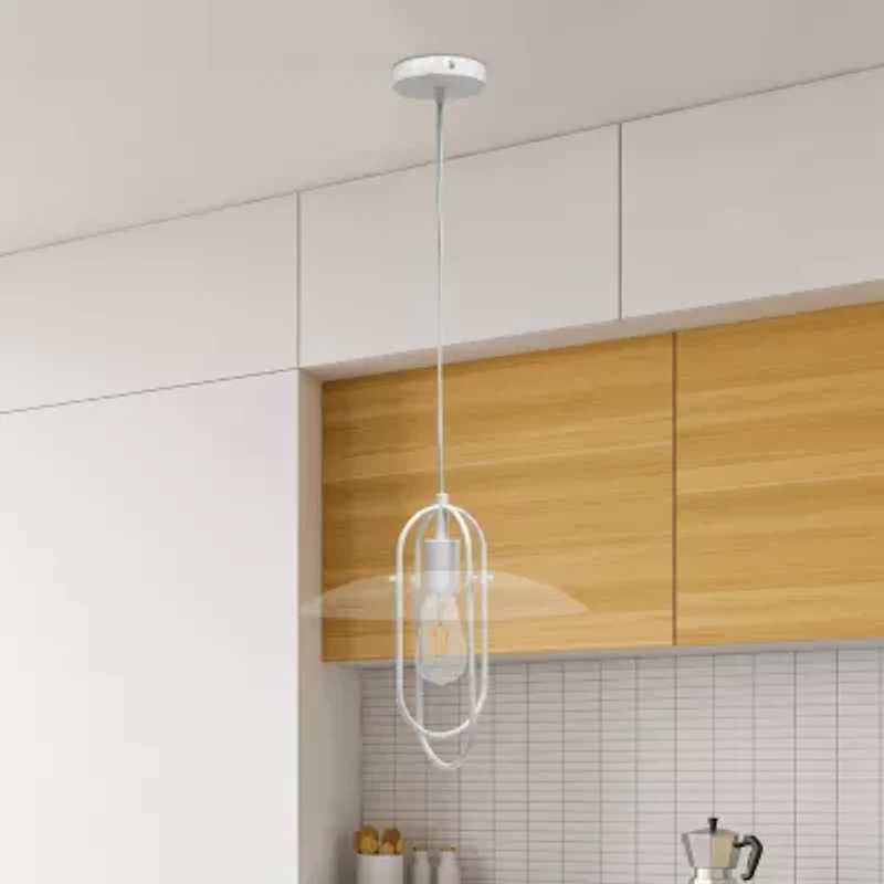 1 Light Elongated Metal Pendant