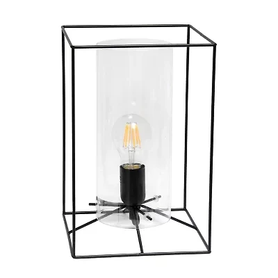 All the Rages Large Black Metal Frame With Clear Shade Glass Table Lamp