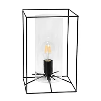 All the Rages Large Black Metal Frame With Clear Shade Glass Table Lamp