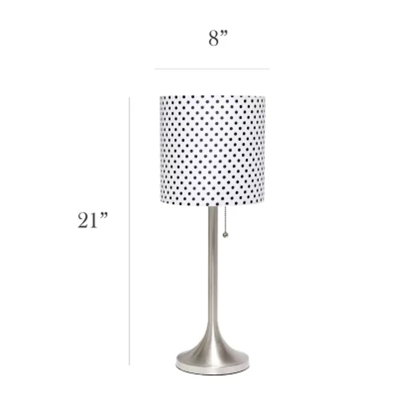 All the Rages Brushed Nickel Tapered With Black Shade Metal Table Lamp