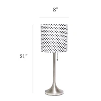 All the Rages Brushed Nickel Tapered With Black Shade Metal Table Lamp