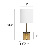 All the Rages Black And White Hammered Usb Metal Table Lamp