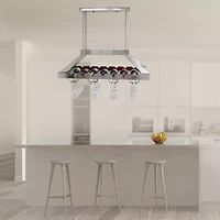 All the Rages Brushed Nickel 2 Light Led Overhead Wine Rack Pendant