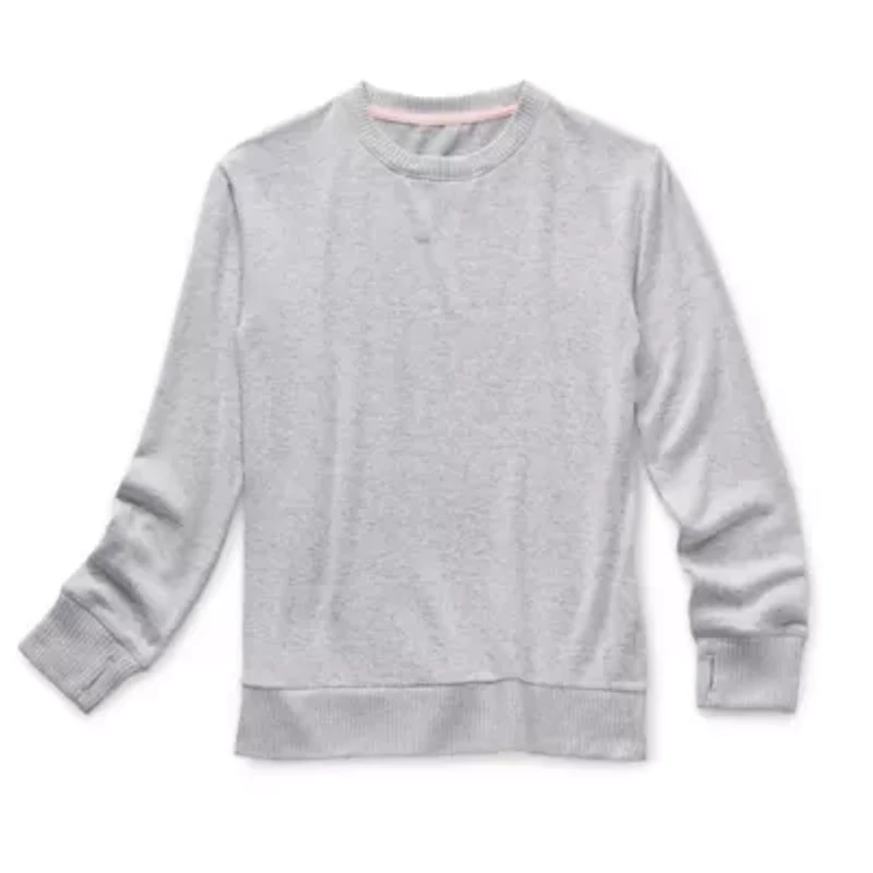 Xersion Hacci Little & Big Kid Girls Crew Neck Fleece Long Sleeve Sweatshirt