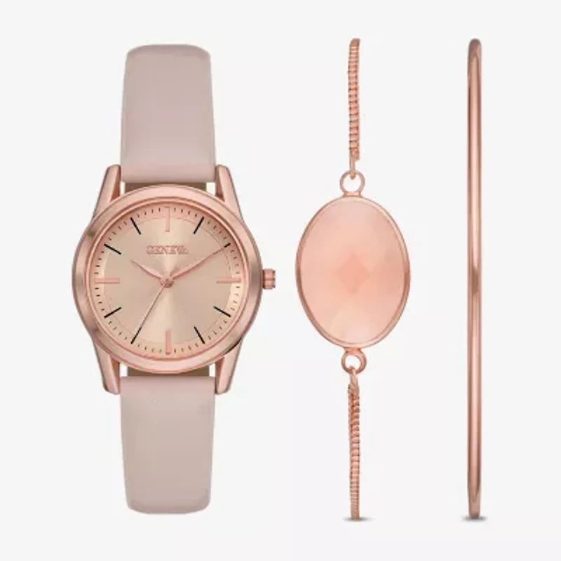 Geneva Geneva Ladies Womens Pink 4-pc. Watch Boxed Set Fmdjset703