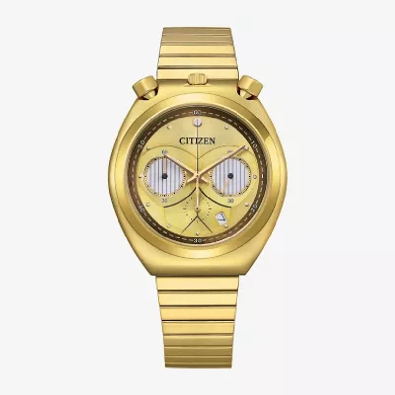 Citizen Star Wars Mens Chronograph Gold Tone Stainless Steel Bracelet Watch An3662-51w