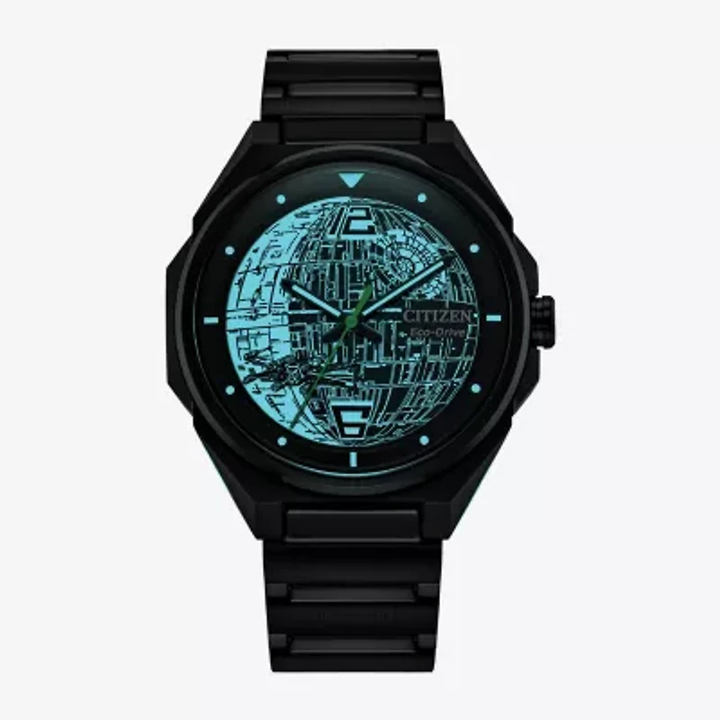Citizen Death Star Star Wars Mens Black Stainless Steel Bracelet Watch Bj6539-50w