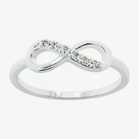 Sparkle Allure Delicate Stackable Womens Cubic Zirconia Pure Silver Over Brass Infinity Band