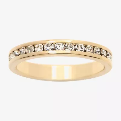 Sparkle Allure Stackable Eternity Womens 3MM Crystal 14K Gold Over Brass Band