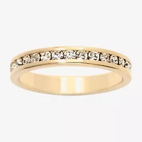Sparkle Allure Stackable Eternity Womens 3MM Crystal 14K Gold Over Brass Band