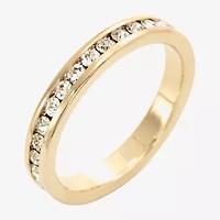 Sparkle Allure Stackable Eternity Womens 3MM Crystal 14K Gold Over Brass Band