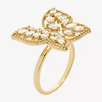 Sparkle Allure Womens Cubic Zirconia 14K Gold Over Brass Butterfly Cocktail Ring
