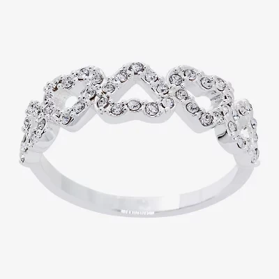Sparkle Allure Womens Crystal Pure Silver Over Brass Heart Band