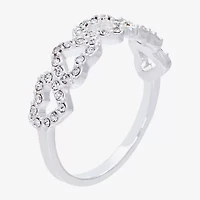 Sparkle Allure Womens Crystal Pure Silver Over Brass Heart Band