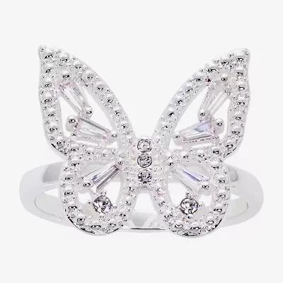 Sparkle Allure Womens Cubic Zirconia Pure Silver Over Brass Butterfly Cocktail Ring