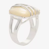 Sparkle Allure Wrapped Womens White Mother Of Pearl Pure Silver Over Brass Cocktail Ring