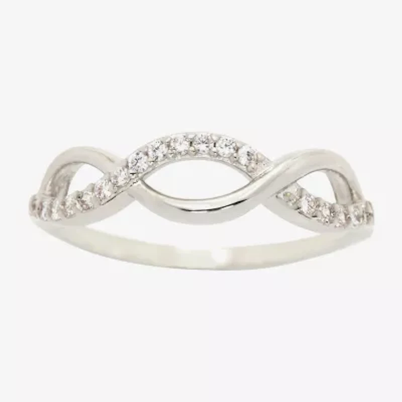 Sparkle Allure Crossover Wave Womens Cubic Zirconia Pure Silver Over Brass Band