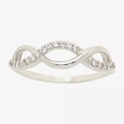 Sparkle Allure Crossover Wave Womens Cubic Zirconia Pure Silver Over Brass Band