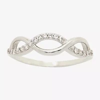 Sparkle Allure Crossover Wave Womens Cubic Zirconia Pure Silver Over Brass Band