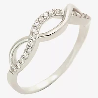 Sparkle Allure Crossover Wave Womens Cubic Zirconia Pure Silver Over Brass Band