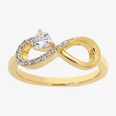 Sparkle Allure Womens 2MM Cubic Zirconia 14K Gold Over Brass Infinity Band