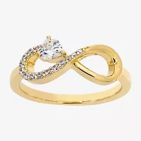 Sparkle Allure Womens 2MM Cubic Zirconia 14K Gold Over Brass Infinity Band