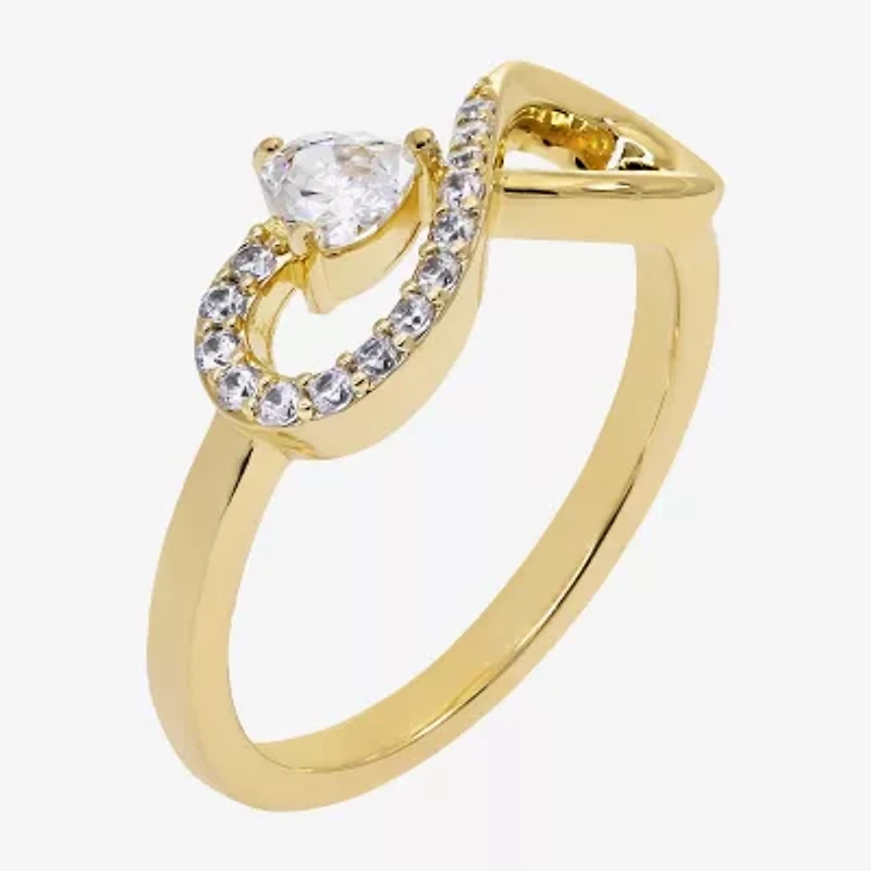 Sparkle Allure Womens 2MM Cubic Zirconia 14K Gold Over Brass Infinity Band