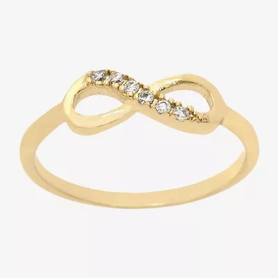 Sparkle Allure Delicate Stackable Womens Cubic Zirconia 14K Gold Over Brass Infinity Band