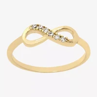 Sparkle Allure Delicate Stackable Womens Cubic Zirconia 14K Gold Over Brass Infinity Band