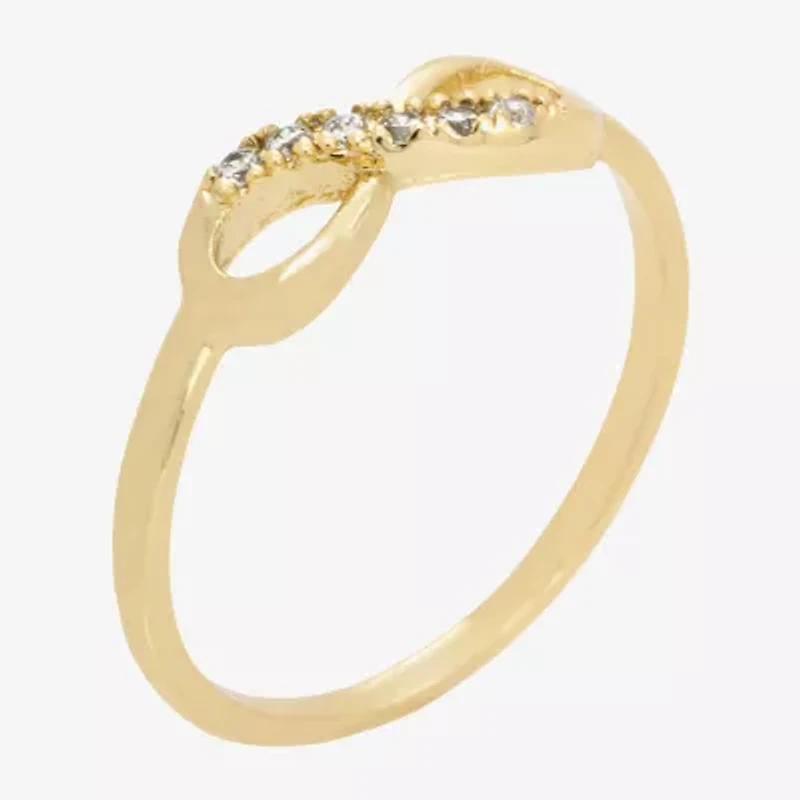 Sparkle Allure Delicate Stackable Womens Cubic Zirconia 14K Gold Over Brass Infinity Band