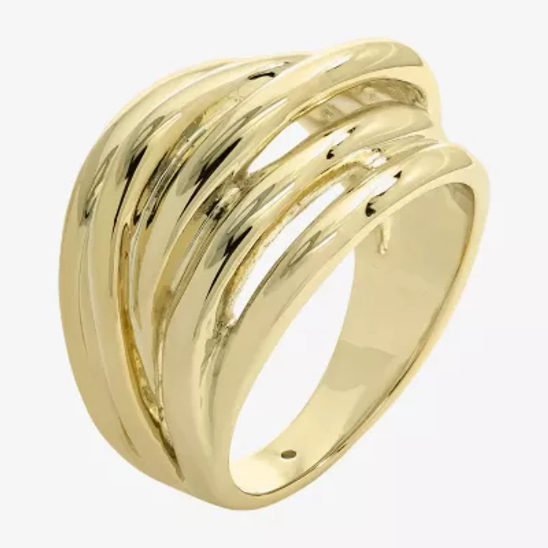 Sparkle Allure Intertwined Womens 14K Gold Over Brass Cocktail Ring