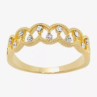 Sparkle Allure Station Womens 2.5MM Crystal 14K Gold Over Brass Band