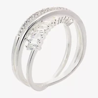 Sparkle Allure Orbit Crossover Womens Cubic Zirconia Pure Silver Over Brass Band